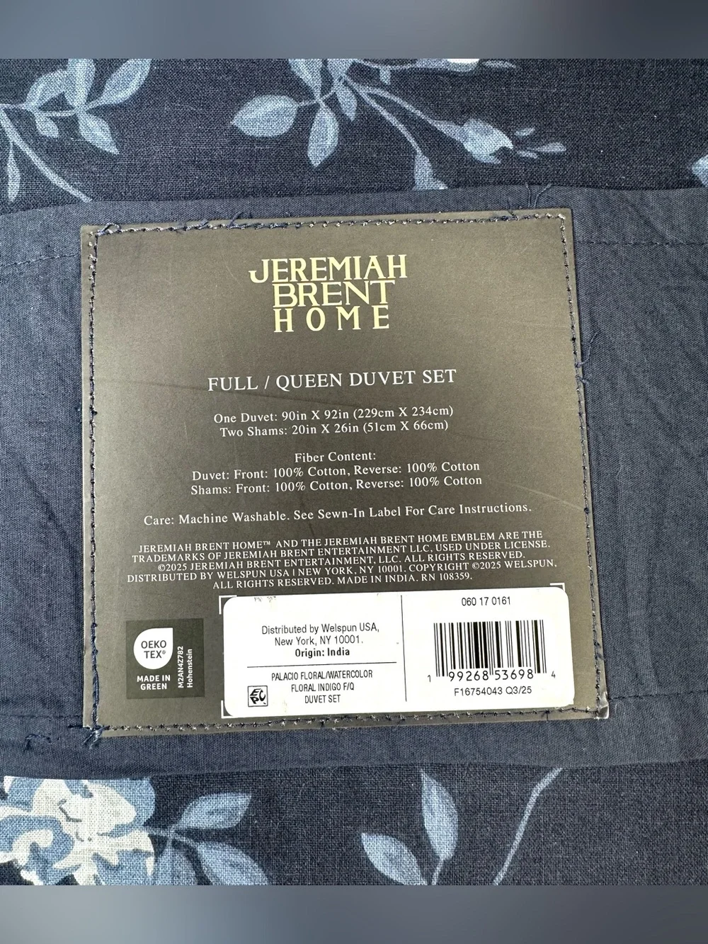 NWT Jeremiah Brent Home 3pc Floral 'Palacio' Cotton Duvet Set Full/Queen